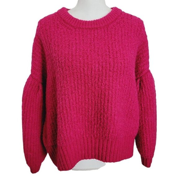 A New Day Drop Shoulder Sweater Sz XL Pink Heavyweight Thick Puff Sleeve VGC - Picture 2 of 9